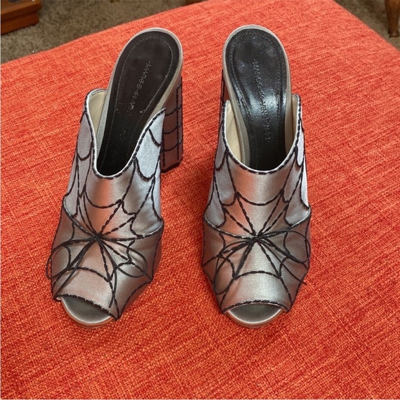Marco De Vincenzo Spider's web-embroidered Satin Mules Shoes - Picture 8 of 13